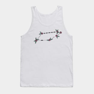 Telescopium Constellation Roses and Hearts Doodle Tank Top